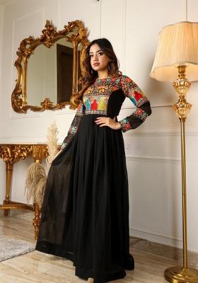 Black Embroidered Georgette Dress