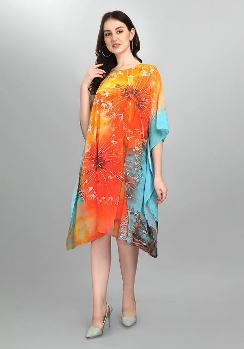 Multicolor Digital Printed Georgette Kaftan