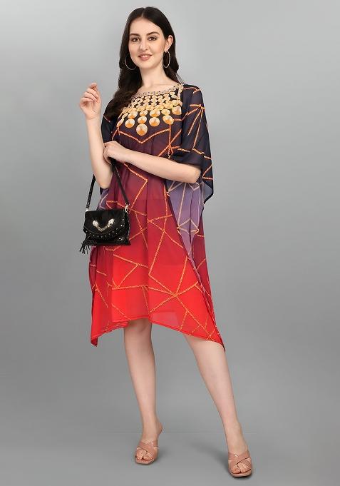 Multicolor Digital Printed Georgette Kaftan