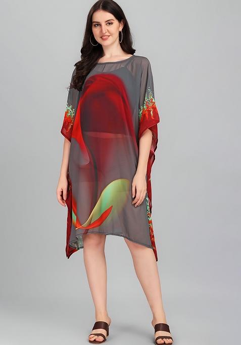 Multicolor Digital Printed Georgette Kaftan
