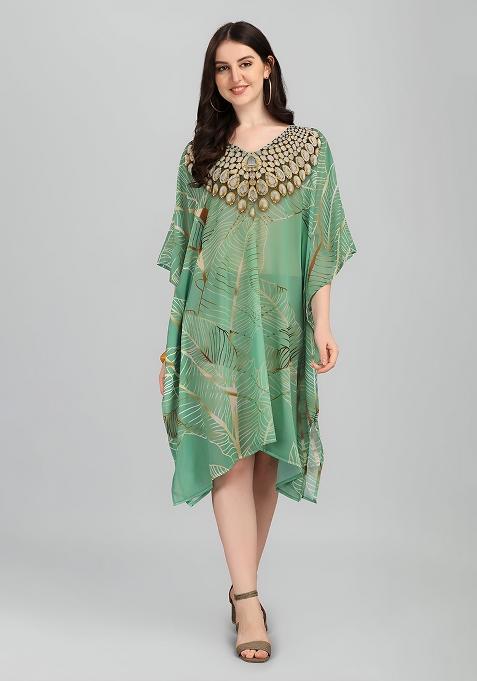 Multicolor Digital Printed Georgette Kaftan