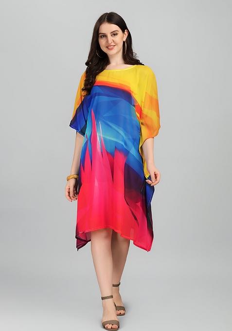 Multicolor Digital Printed Georgette Kaftan