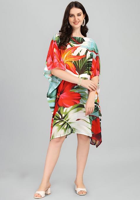 Multicolor Digital Printed Georgette Kaftan