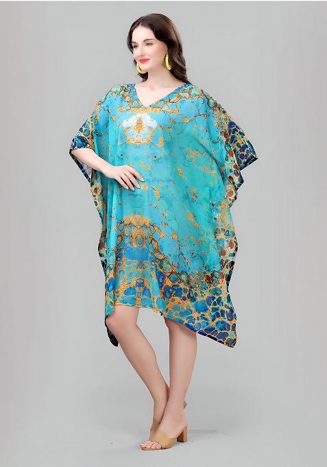 Multicolor Digital Printed Georgette Kaftan