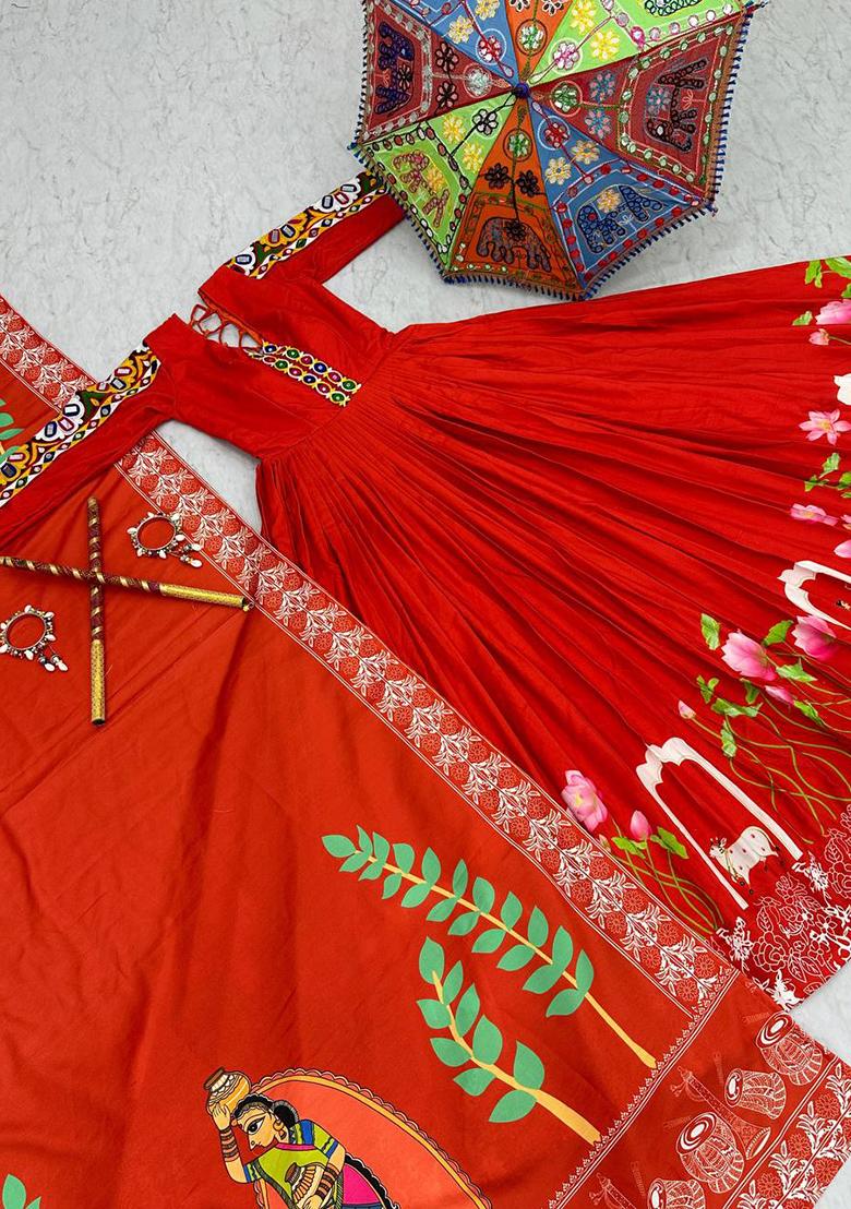 Maroon Embroidered Cotton Gown