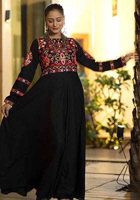 Black Embroidered Georgette Gown