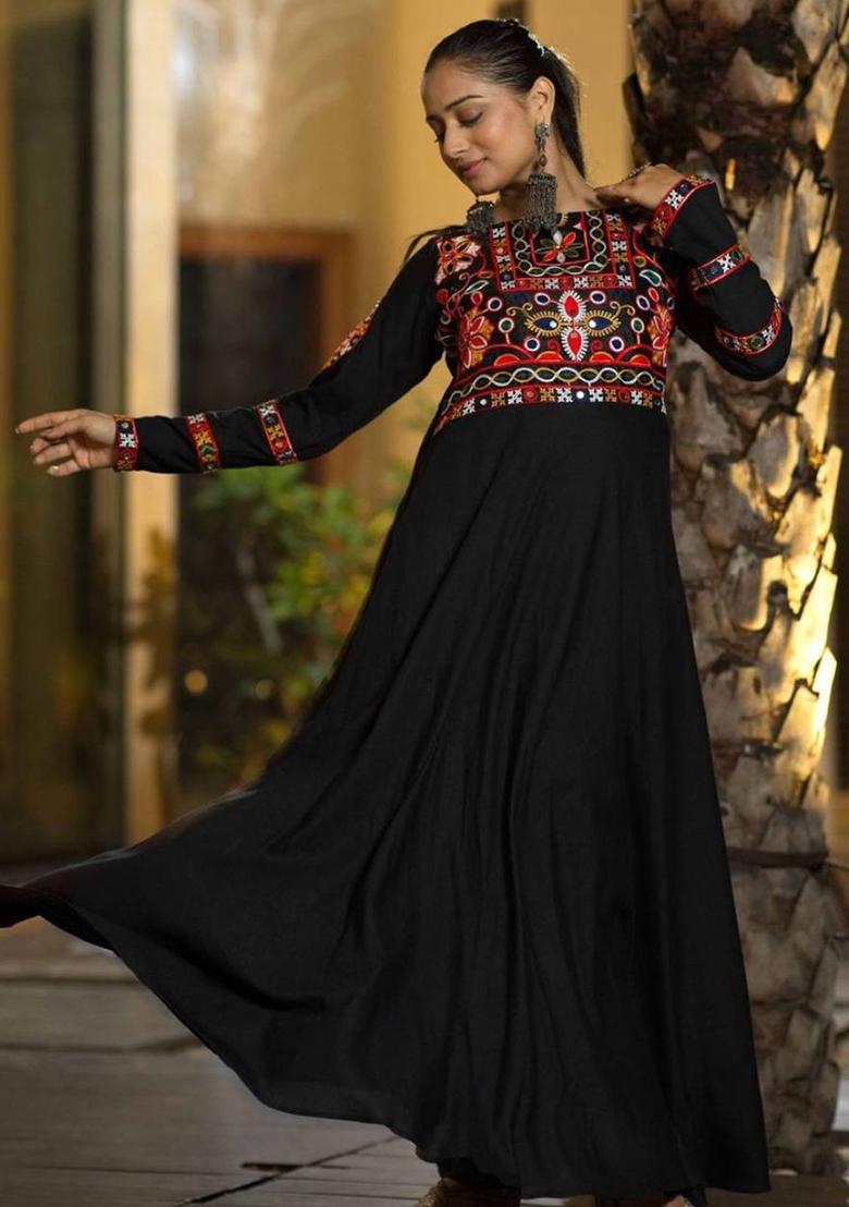 Black Embroidered Georgette Gown