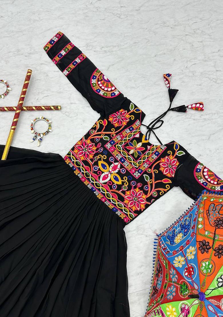 Black Embroidered Georgette Gown