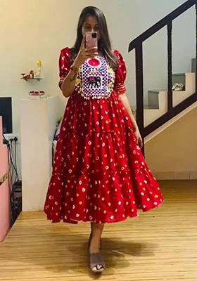 Blue Embroidered Crepe Gown