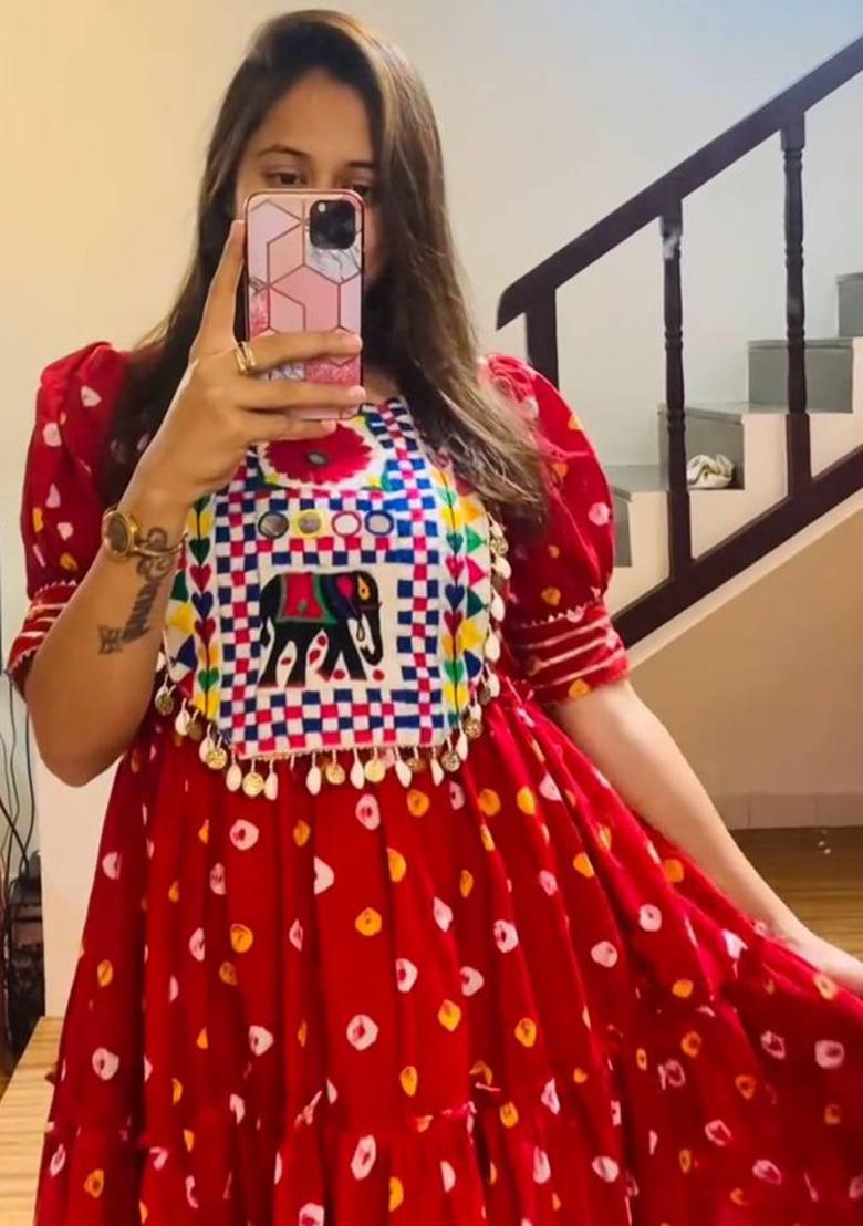 Blue Embroidered Crepe Gown