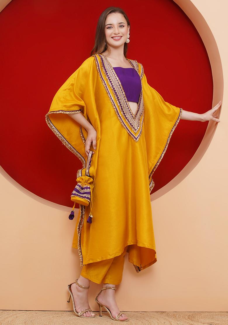 Yellow Embroidered Silk Dress