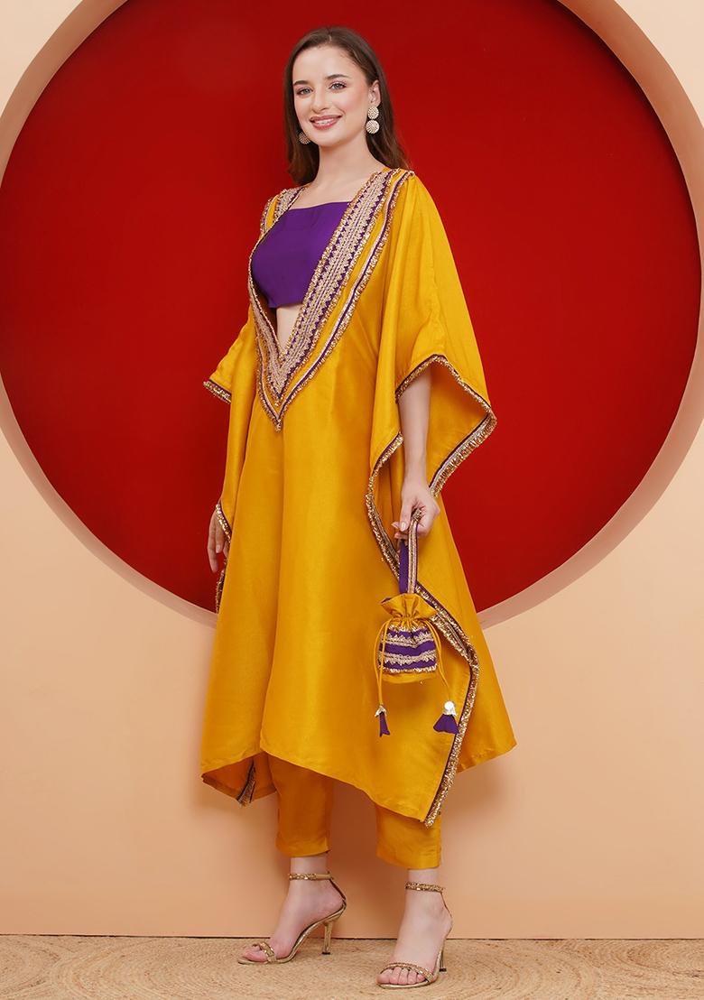 Yellow Embroidered Silk Dress