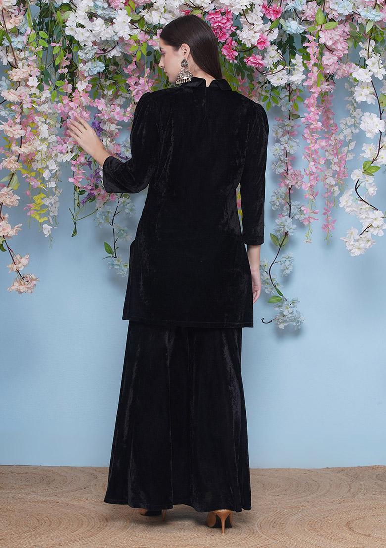 Maroon Embroidered Valvet Dress