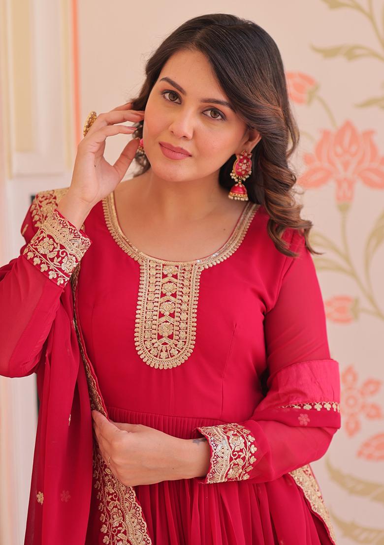 Ranipink Embroidered Georgette Gown