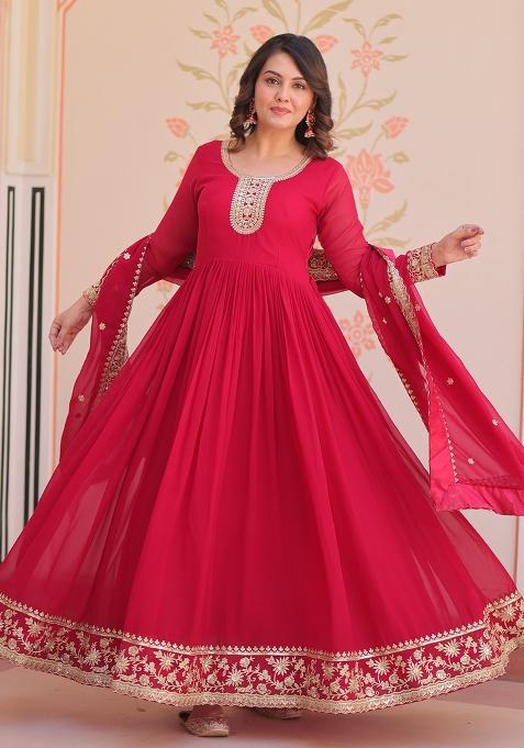 Ranipink Embroidered Georgette Gown
