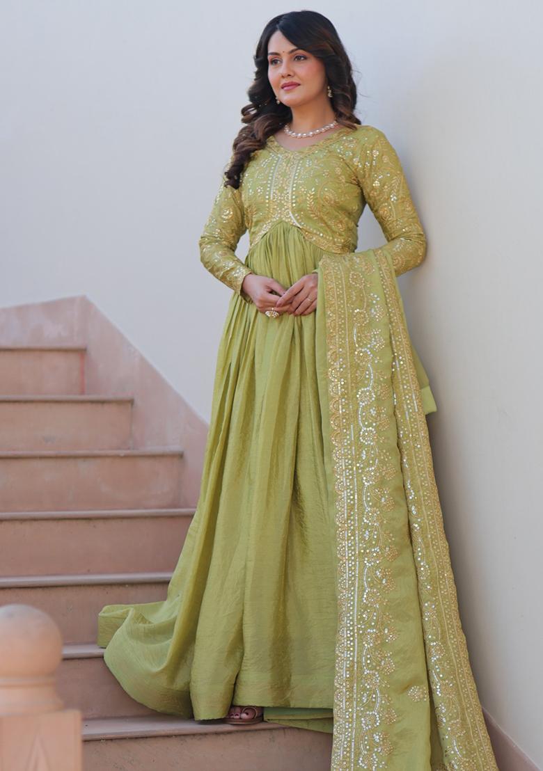 Perrot Embroidered Silk Gown