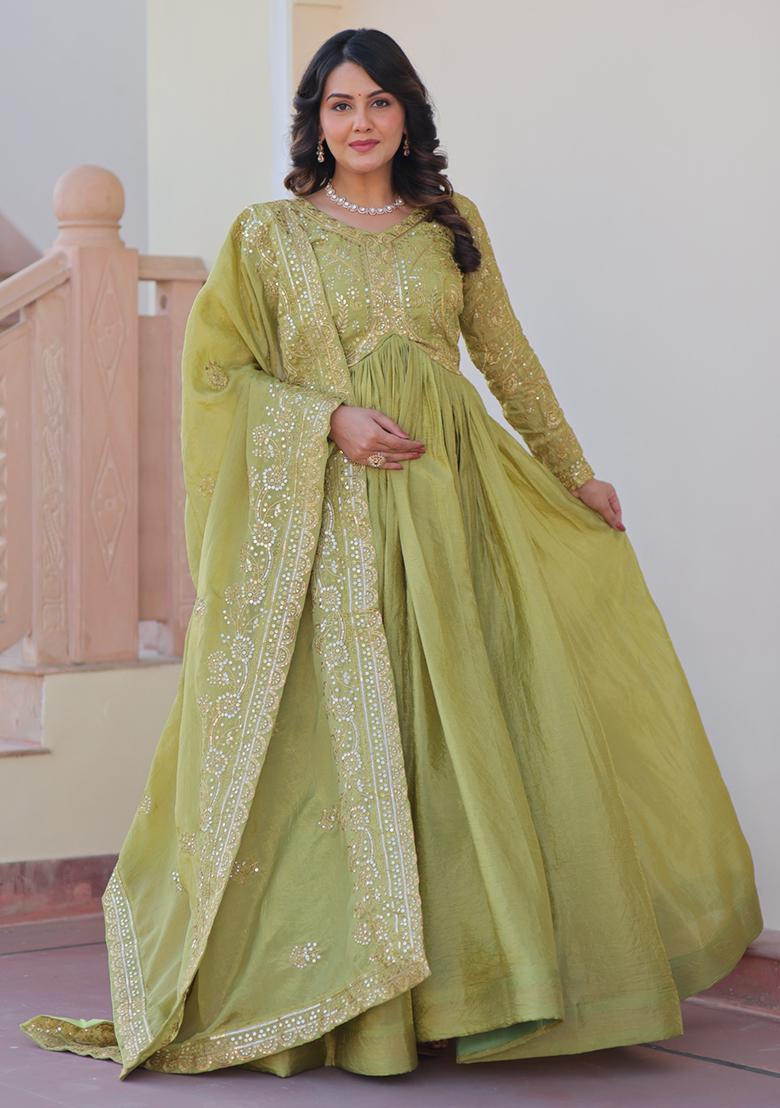 Perrot Embroidered Silk Gown