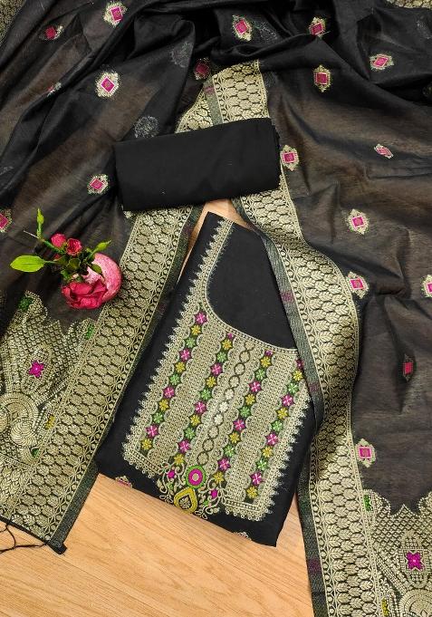 Bottle Green Jacquard Blended Straight Kurta Set