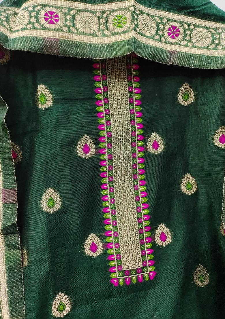 Black Woven Zari Dress Material