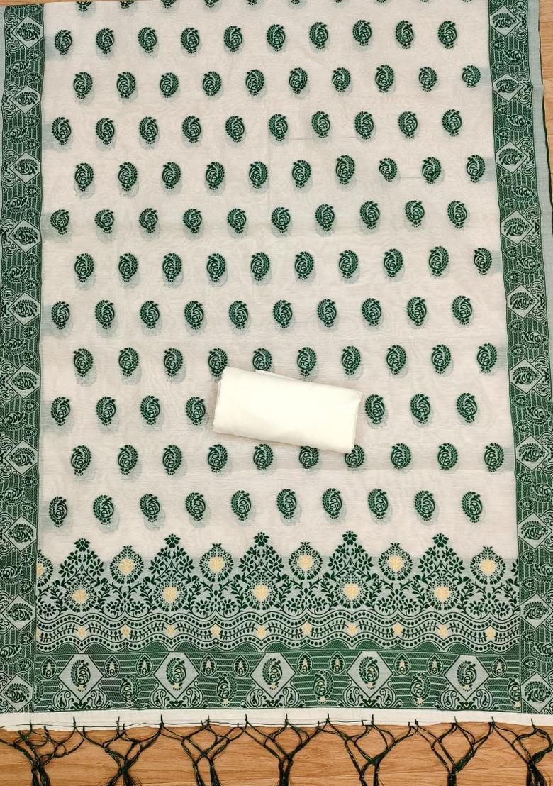 Black Woven Zari Dress Material