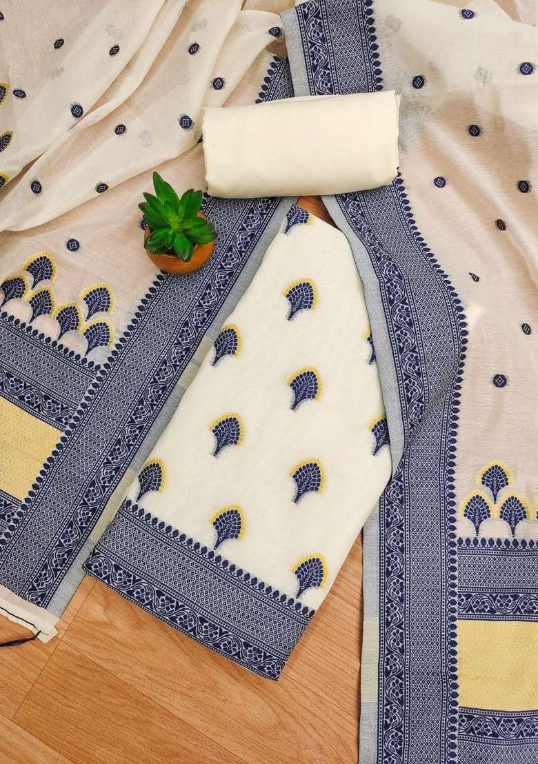 Navy Blue Printed Blended Straight Kurta Set - Indya