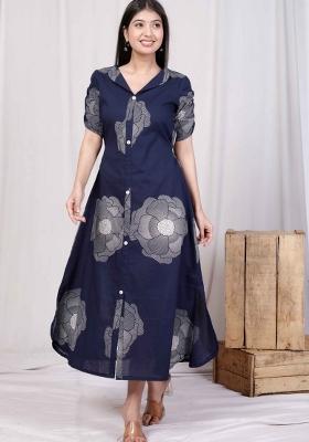 Blue Printed Cotton Dress