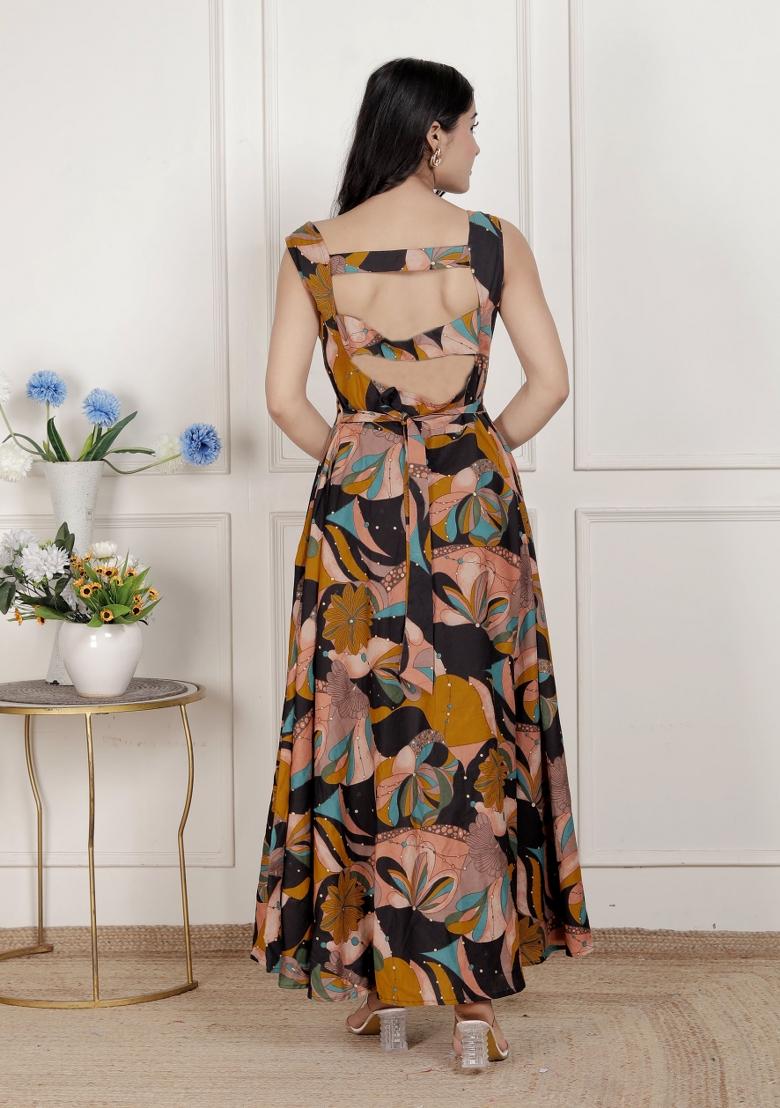 Black Floral Cotton Dress