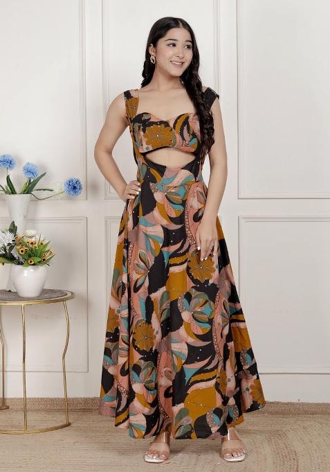 Black Floral Cotton Dress