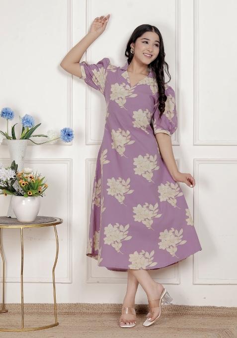 Lavender Floral Cotton Dress