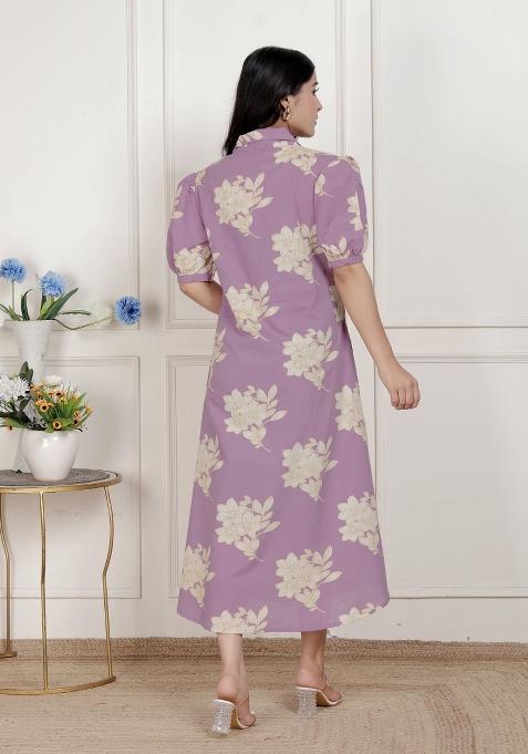 Lavender Floral Cotton Dress