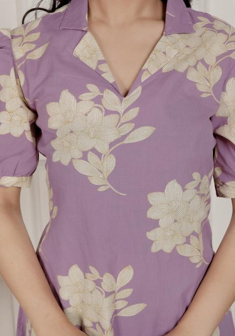 Lavender Floral Cotton Dress