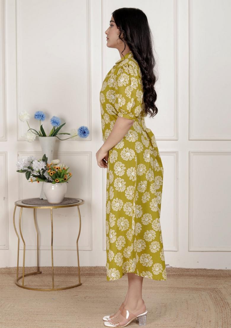 Yellow Floral Cotton Dress