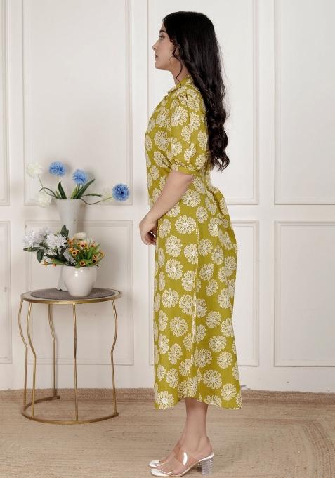 Yellow Floral Cotton Dress