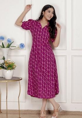 Magenta Floral Cotton Dress
