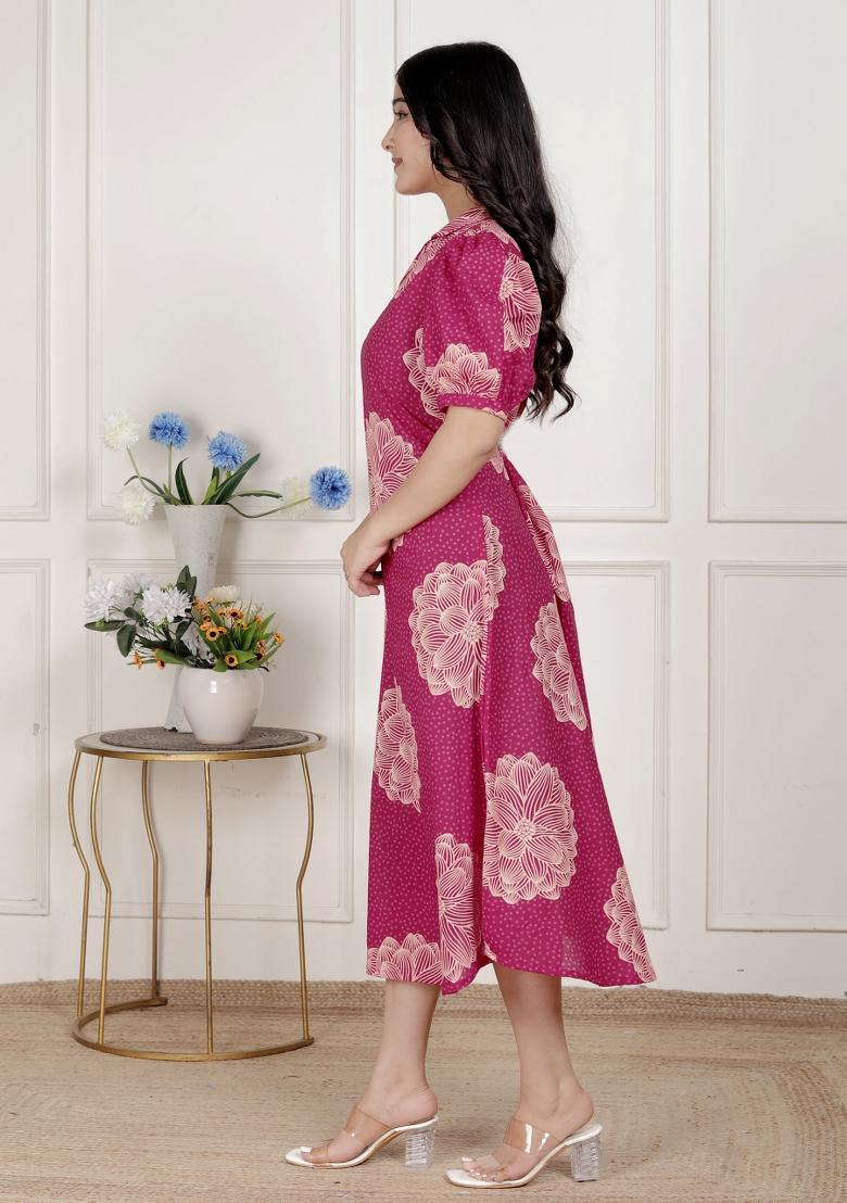 Pink Floral Cotton Dress
