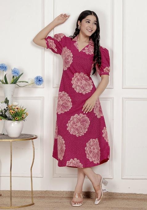 Pink Floral Cotton Dress