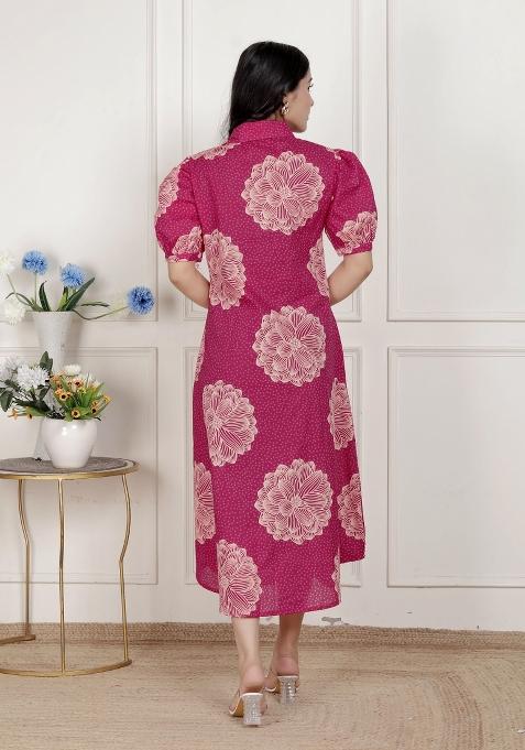 Pink Floral Cotton Dress