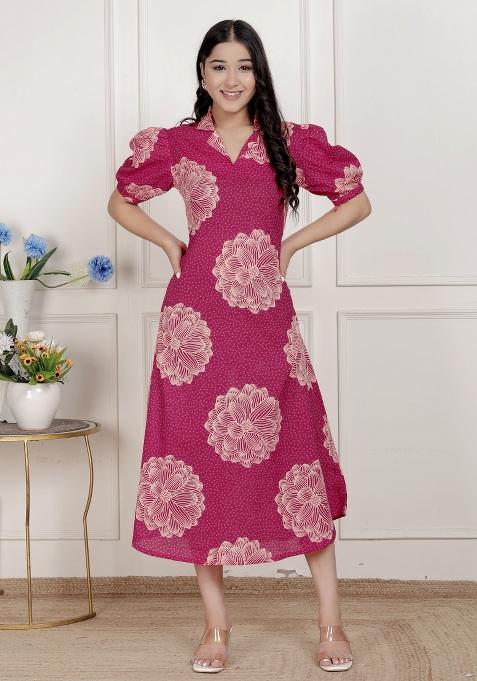 Pink Floral Cotton Dress
