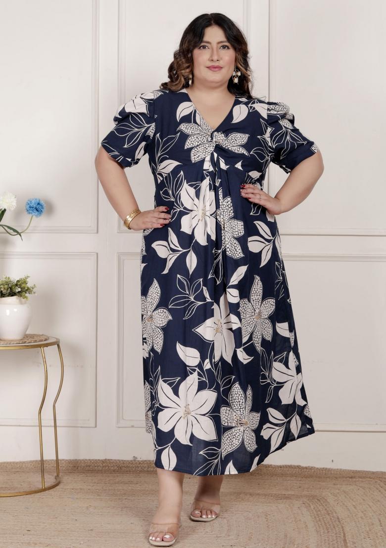 Blue Floral Cotton Dress