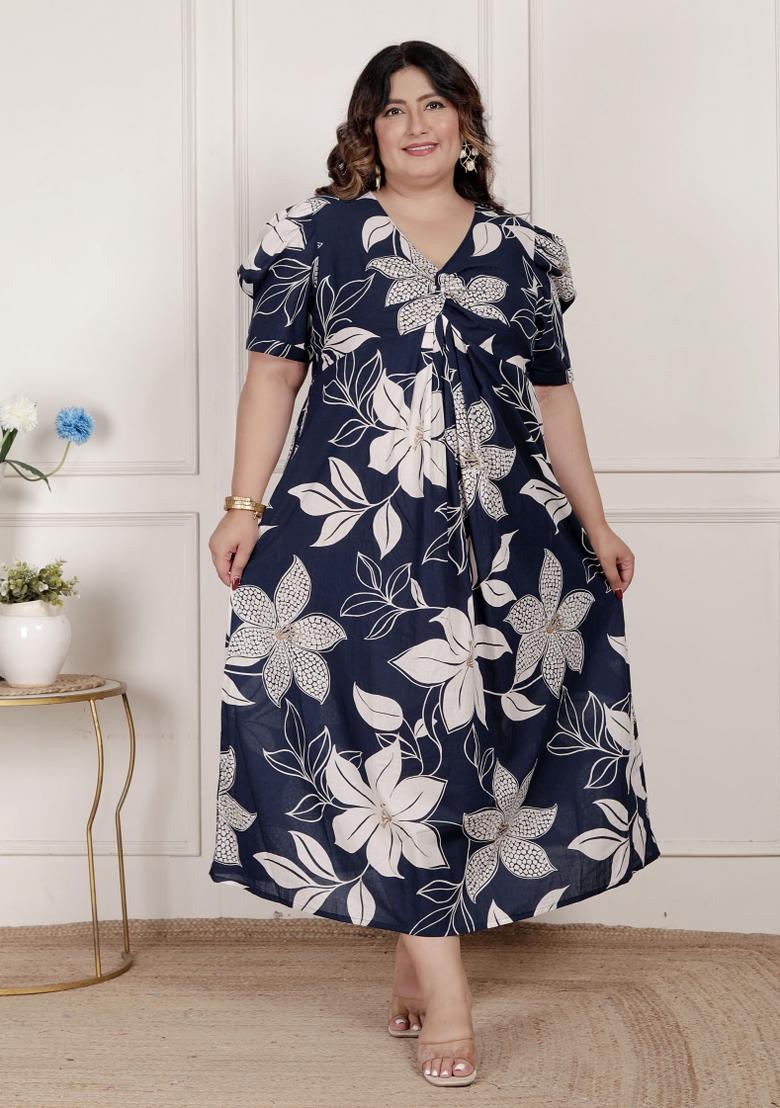 Blue Floral Cotton Dress