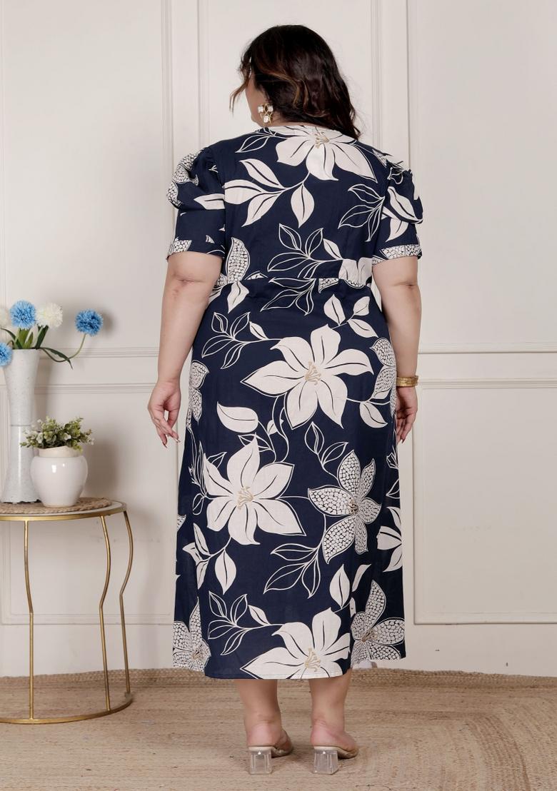 Blue Floral Cotton Dress