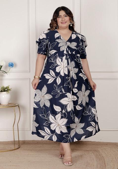 Blue Floral Cotton Dress
