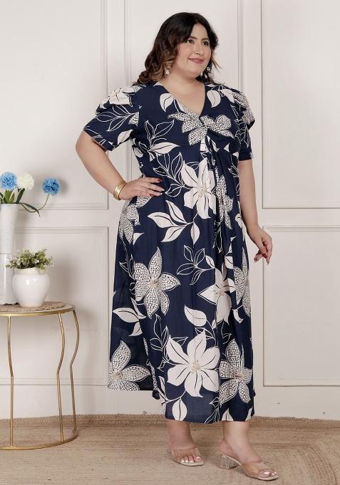 Blue Floral Cotton Dress
