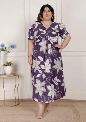 Purple Floral Cotton Dress