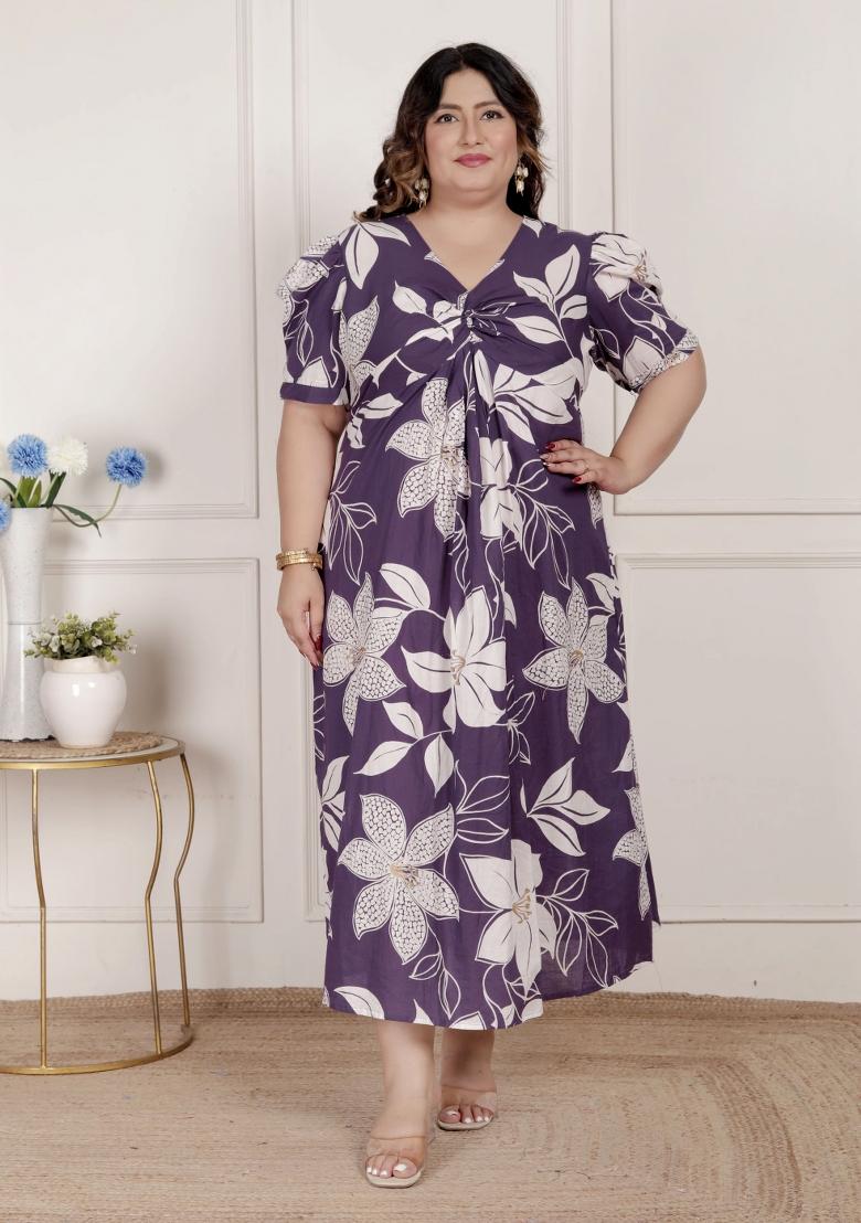 Purple Floral Cotton Dress