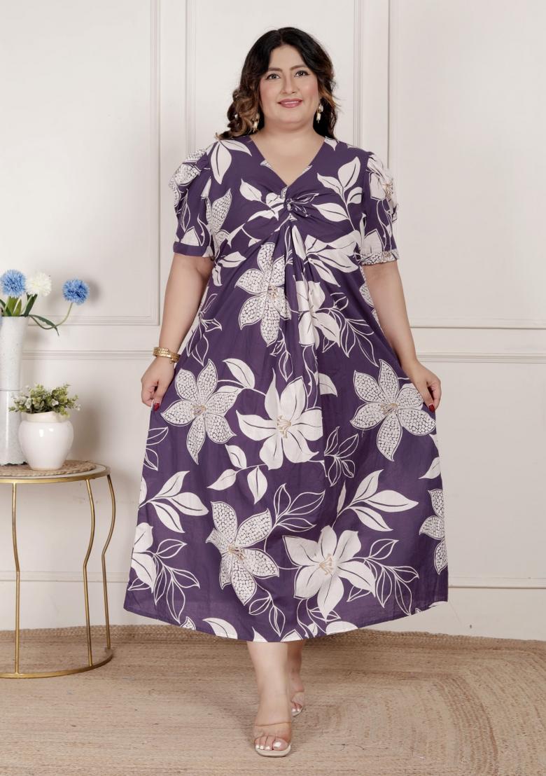 Purple Floral Cotton Dress