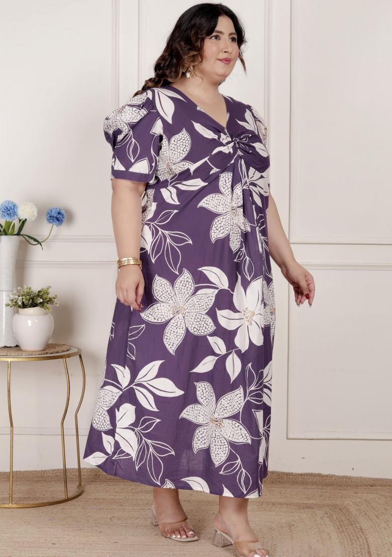 Purple Floral Cotton Dress