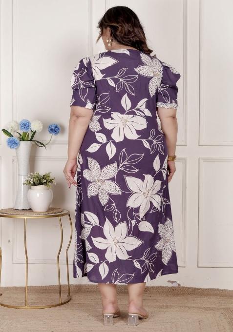 Purple Floral Cotton Dress