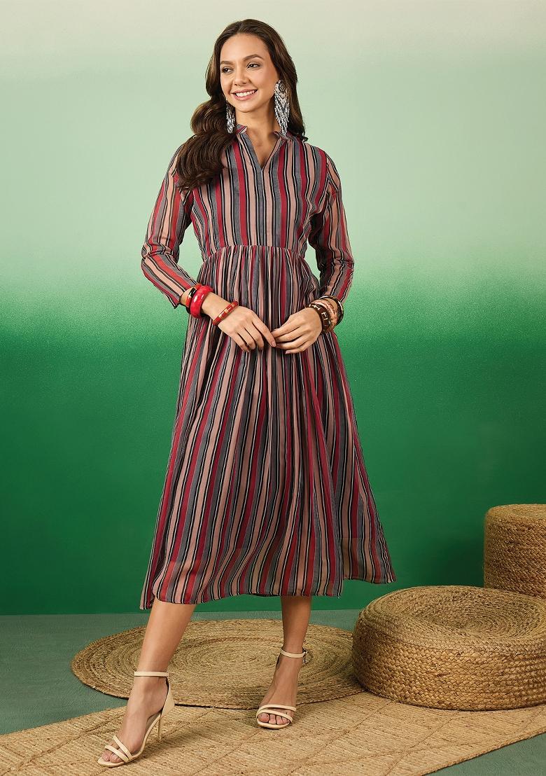 Multi Color Printed Chiffon Dress