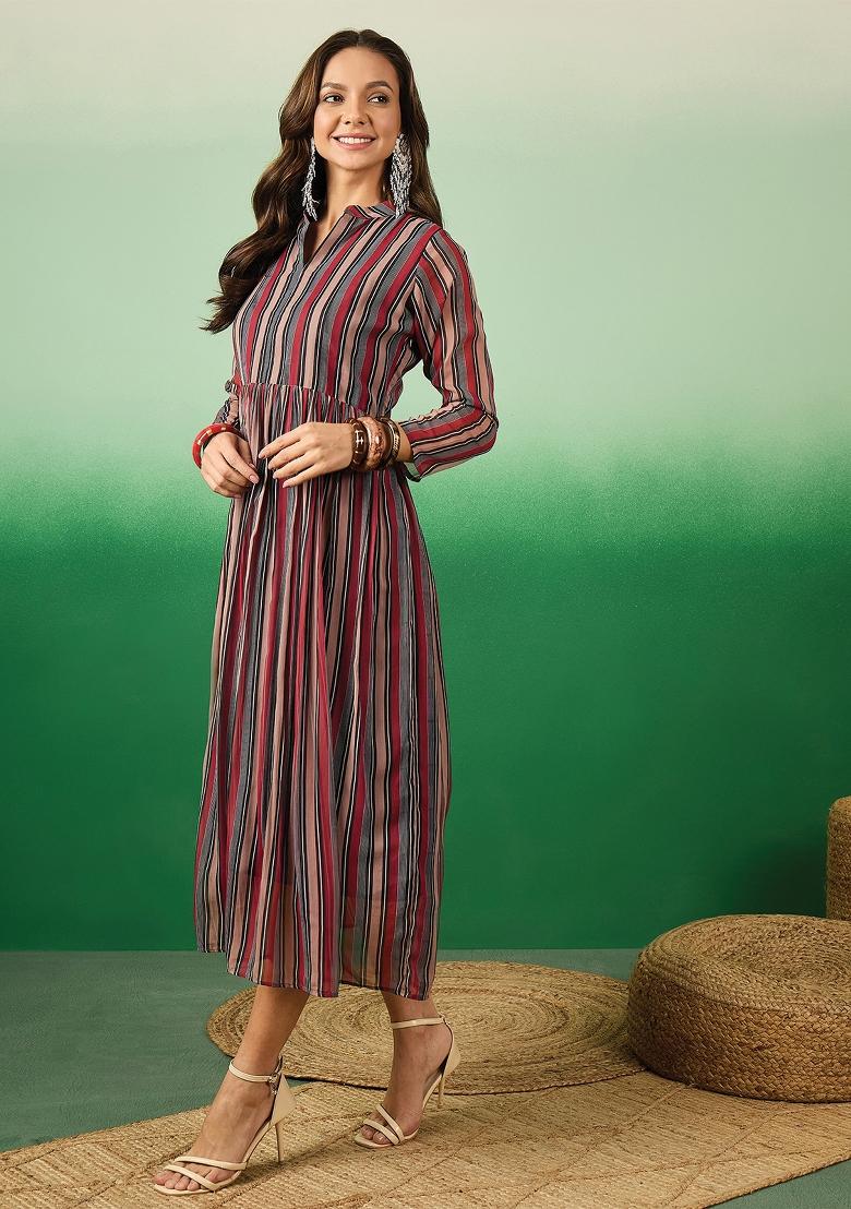 Multi Color Printed Chiffon Dress